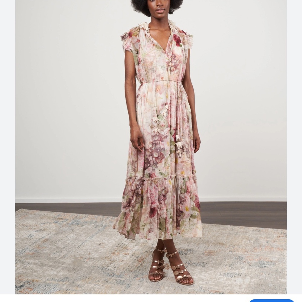 Zimmermann Floral Maxi Dress in Pink and Green - Picture 3 of 12